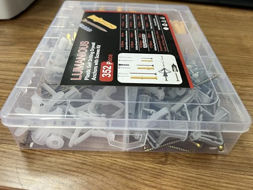 352pcs Screws and Wall Plugs Set, Phillips Flat Head Self Tapping Screws,Wall Plugs for Brick Concrete Plasterboard - Image 3