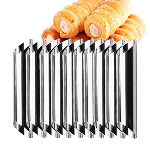 10pcs Moule Cannoli en Acier Inoxydable, Moules à Pâtisserie Cannoli Moule Pain Tube Croissant Corne gâteau Pain pour Cannoli, Feuilletés, Crème Glacé #2 Cover