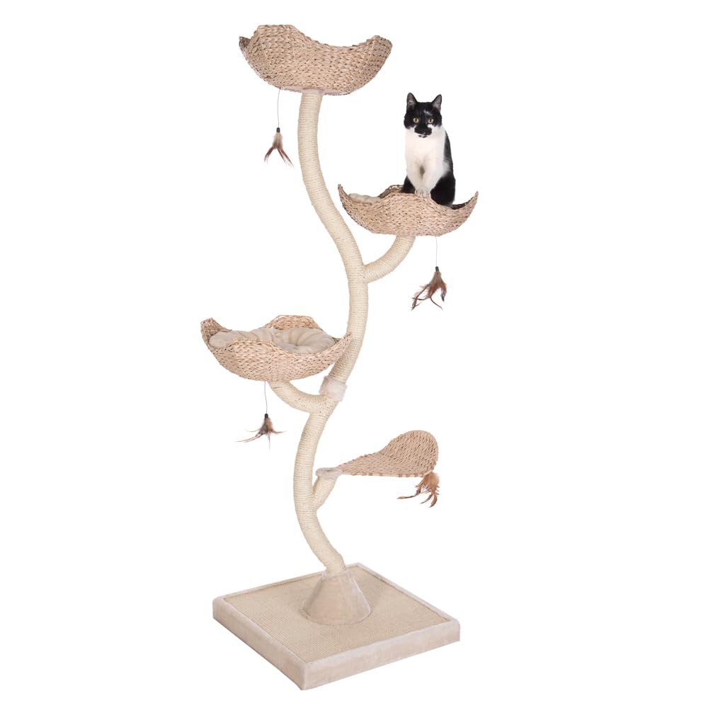 zooplus Kratzbaum Cat´s Flower XXL | 3 Schlafkörbe mit Wendekissen | inkl. Katzenspielzeug | robust und standfest | Höhe: ca. 183 cm