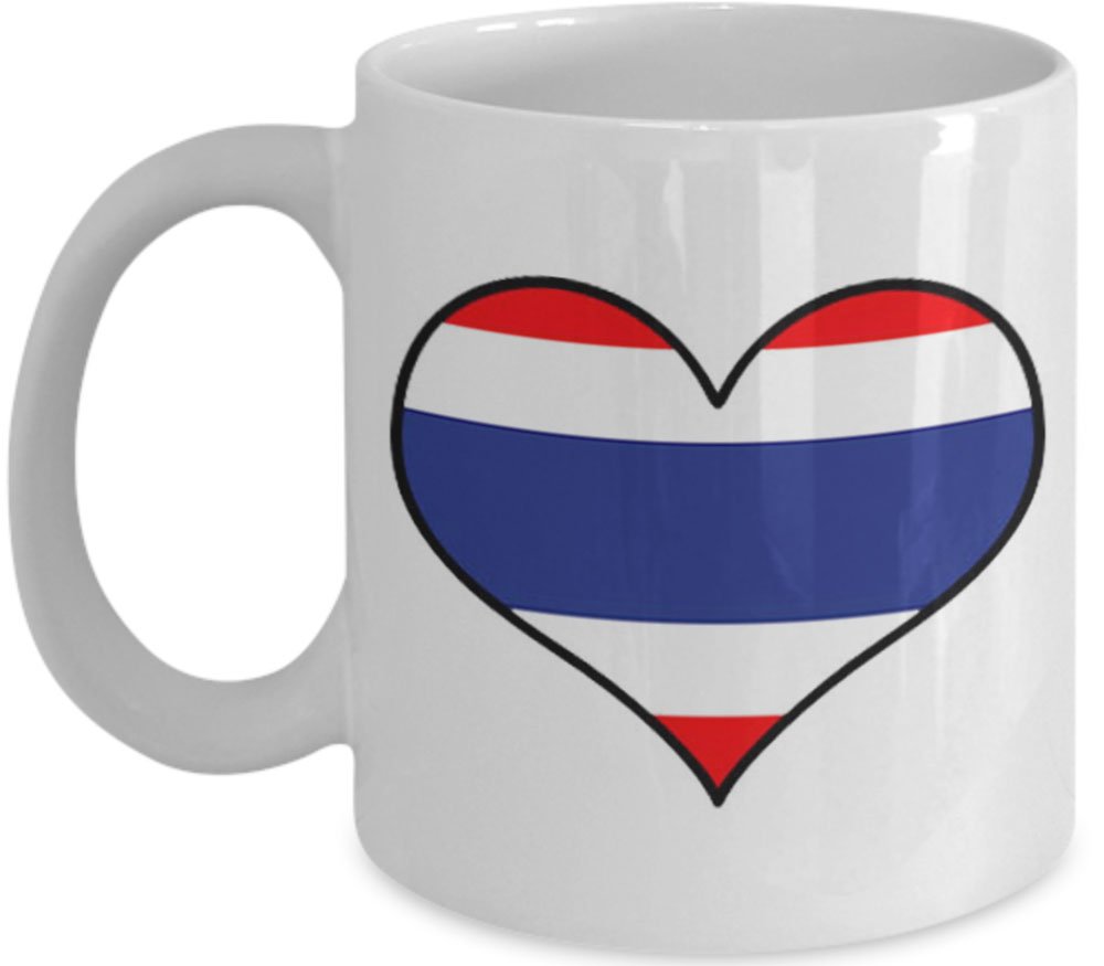 Shaniztoons White I Love Heart Thailand Flag Design Gift Mug