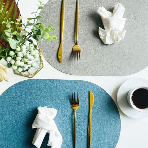 Sets de table moderne pour repas de famille bleu orange marron