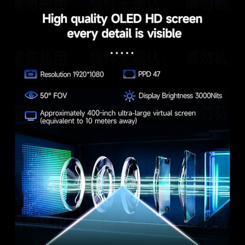 Plyisty Gafas Inteligentes, Pantalla Virtual HD de 400 Pulgadas con Ajuste de Miopía de 0 600°, Pantalla, Altavoces Integrados, Conectividad Tipo C - imagen 9