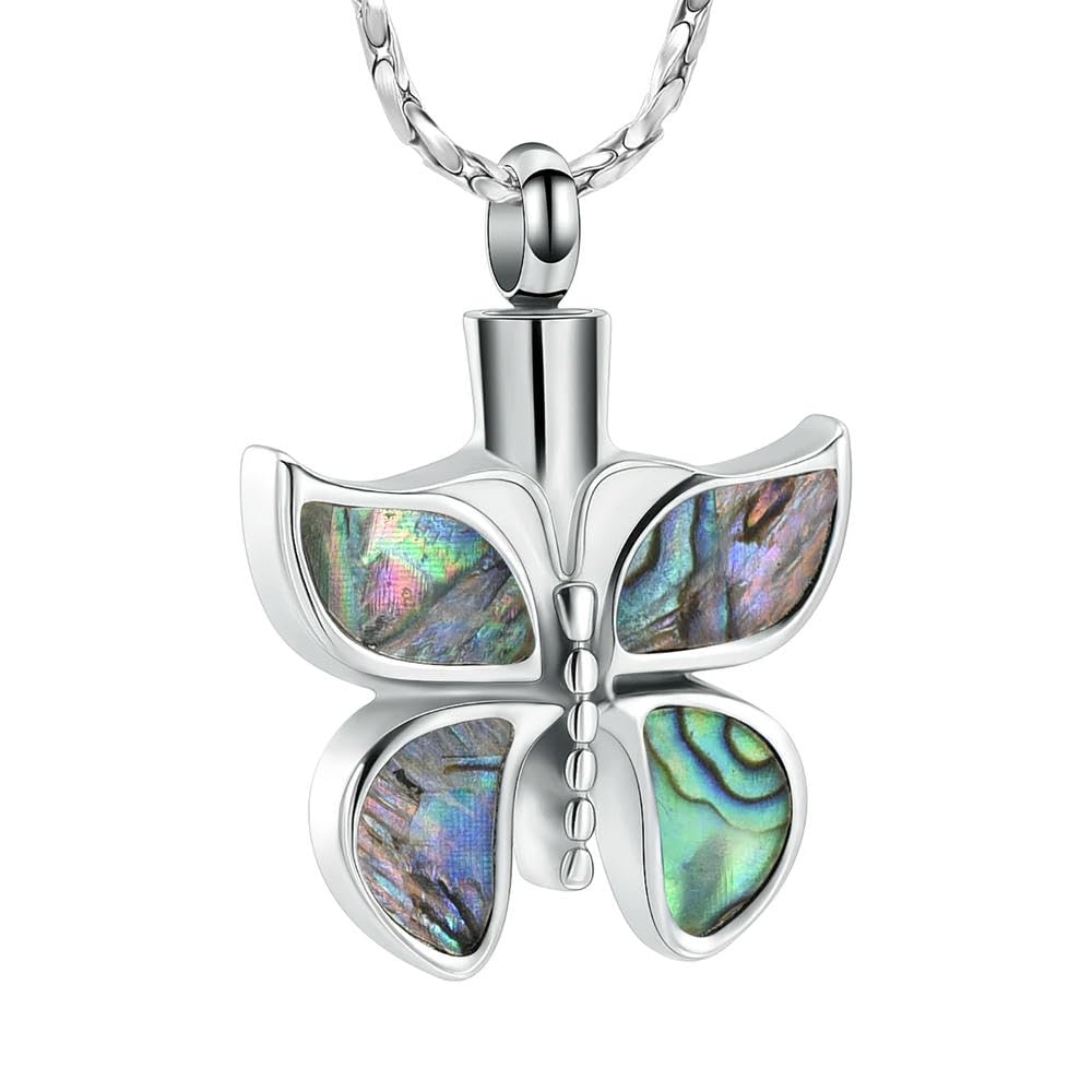 Collier urne funéraire papillon en cristal brillant et acier premium de haute qualité