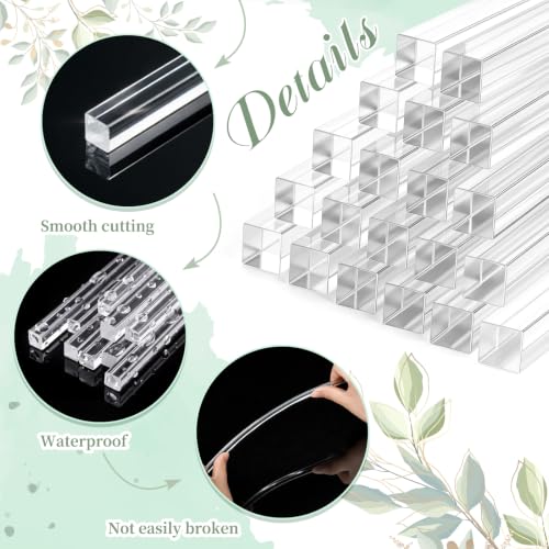 Image of Junkin 20 Pcs 3 /8 inch x 3 /8 inch x 12 inch Clear Acrylic Square Rods Acrylic Glass Plastic Rods, for LED Light Diffuser Strips, Display Stand Supports, Model Building, Home Decor, Aquarium Dividers