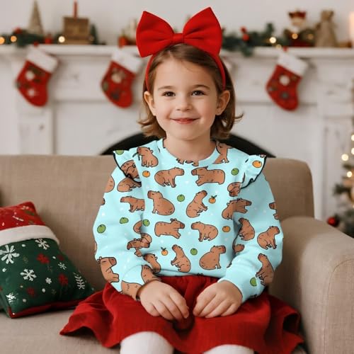 Long Sleeve Shirts for Toddler Girls Cute Graphic Fall Tops Ruffle Sweatshirts Age 1-8 Years3