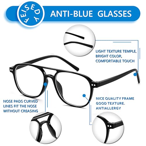 Image of FEISEDY Blue Light Blocking Glasses Women Men Square Computer Lightweight Pilot Glasses Anti Eyestrain & UV Glare B0141