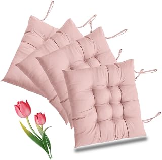 4 cojines para silla, 40 x 40 cm, cojín para silla de comedor, para interior y exterior, color rosa grisáceo