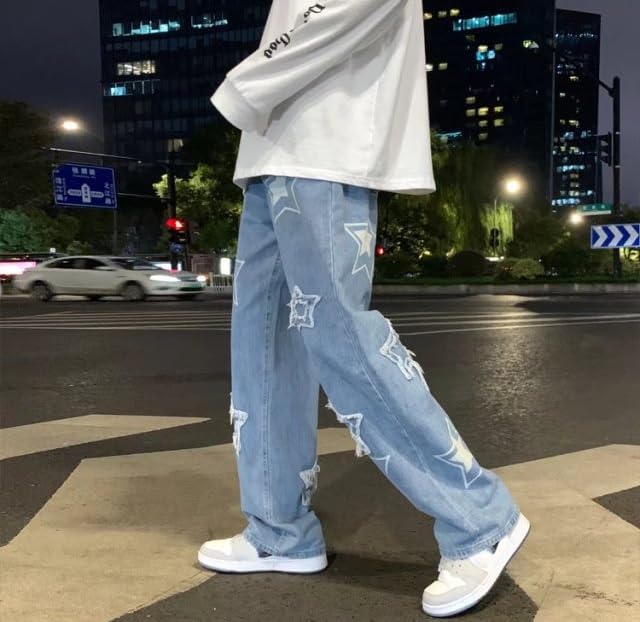 Vintage Jeans for Women Harajuku Y2K Star Baggy Jeans Gothic Straight Leg Jeans Causal Pants Hip Hop Streetwear3