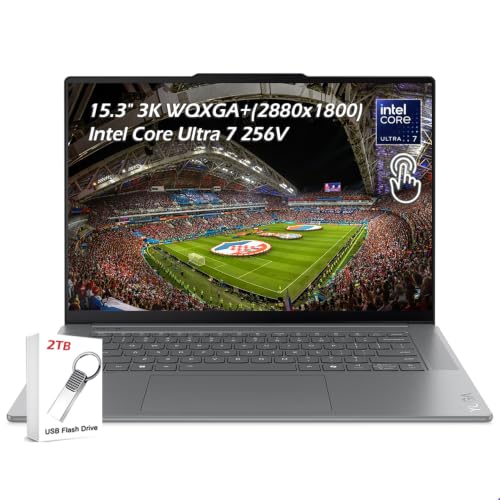 Image of Lenovo Yoga Slim 7i Aura Edition Copilot+ PC Laptop, 15.3 inch WQXGA+ Touchscreen, Intel Core Ultra 7 256V, 16GB LPDDR5X RAM 1TB SSD, Backlit KB, WiFi7, Win11, Luna Grey, w /2TB USB Drive, W /GaLiMu