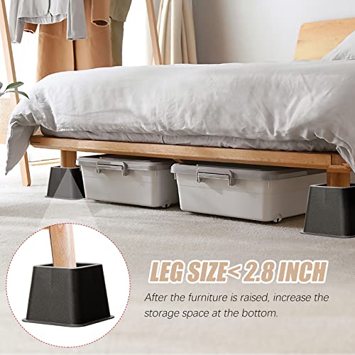 Usion Bed Risers 3 Inch,6 Pack Heavy Duty Bed Lifts Risers With Non-Slip Pad Up To 3300 Lbs,Furniture Risers For Couch,Sofa,Chair,Table, Desk(Black) #TOP1