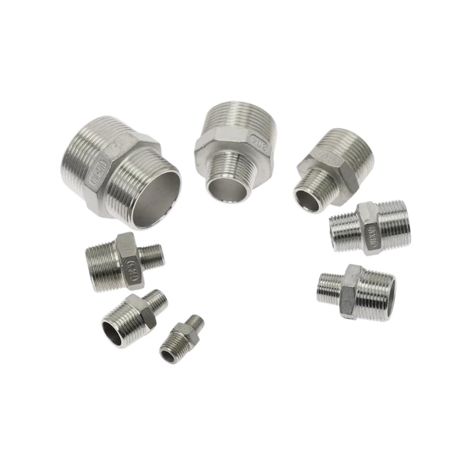SS304 Złącze sześciokątne ze stali nierdzewnej 1/8 "-1-1/2" BSP Złącze rurowe męsko-męskie(DN65 to DN40)