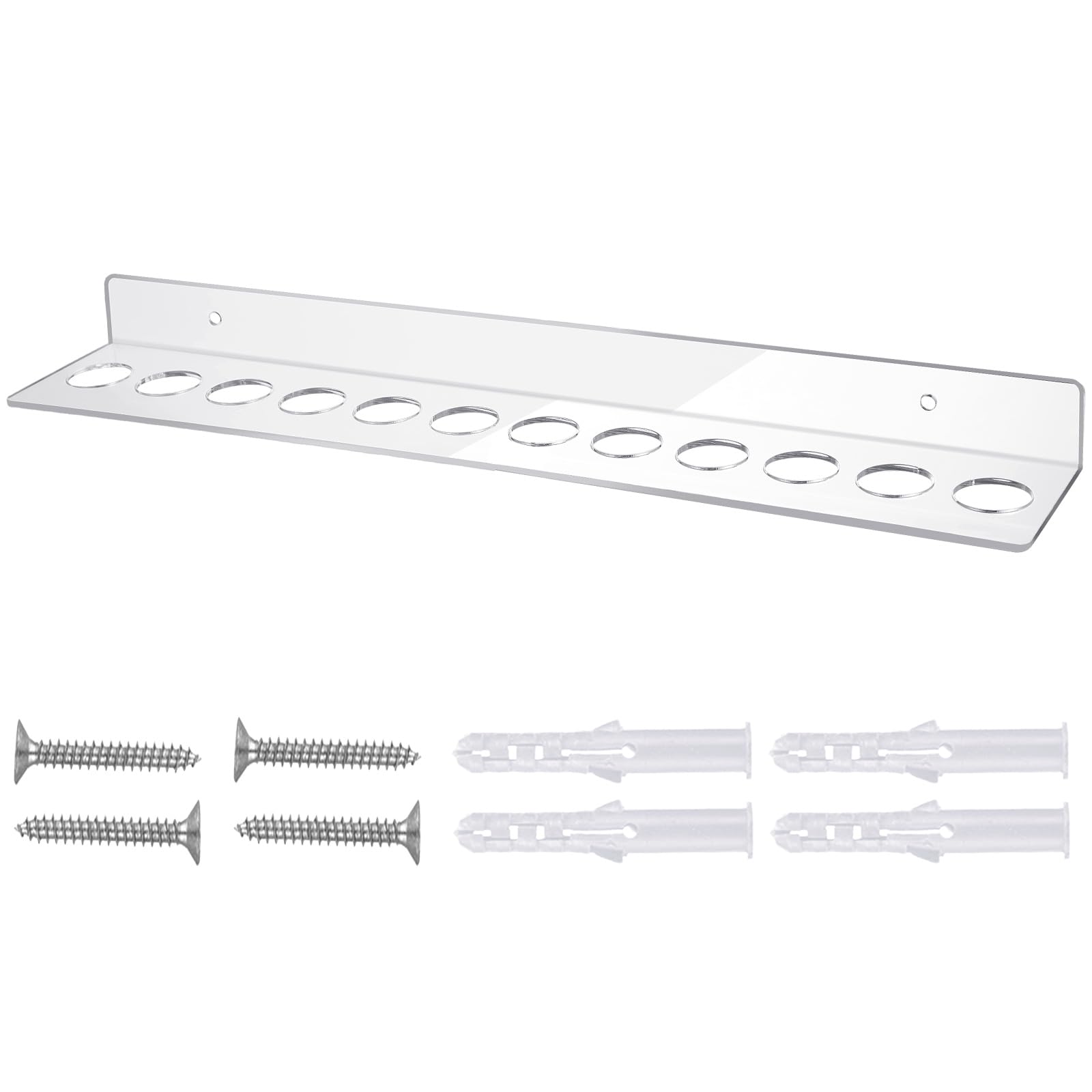 Briwooody 12 Slot Acrylic Wall Mounted Shear Holder Clear Scissors Holder Rack 15.75" Wide 0.12" Thick Shear Organizer with Hanging Screws for Dog Grooming Salon Hairdresser Barber Storage Accessories-image-25