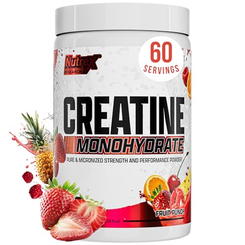 Nutrex Research Flavored Creatine Powder Fruit Punch | 5g Creatine Mixes Easily | Supports Energy Muscle Growth Energy and Performance | 60 Servings (60 Servings Fruit Punch)