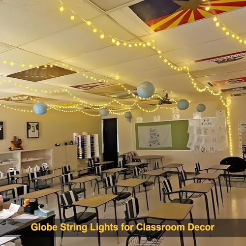 JMEXSUSS 100 LED Connectable Globe String Lights Indoor Bedroom, 33ft Warm White Christmas Lights Plug in with Remote, 8 Modes Hanging Fairy Light Outdoor for Room Classroom Party Valentine Day Decor - Image 3