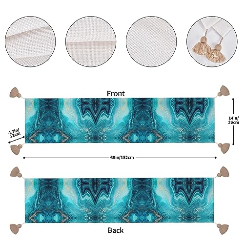Chemin de table de Noël 152 cm marbre bleu déco Halloween et fêtes - 5
