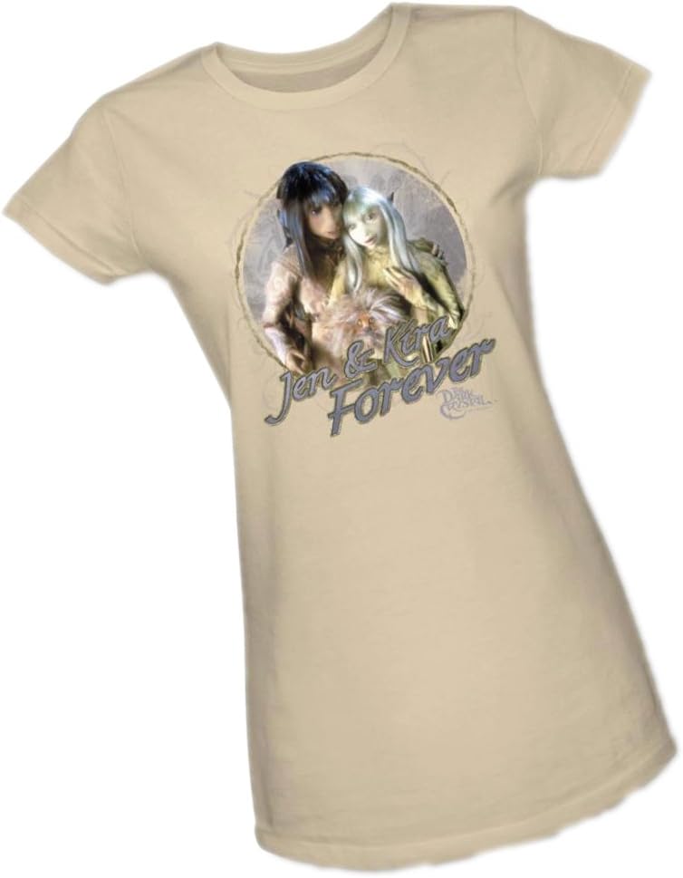 Jim Henson Jen & Kira - The Dark Crystal Crop Sleeve Fitted Juniors T-Shirt