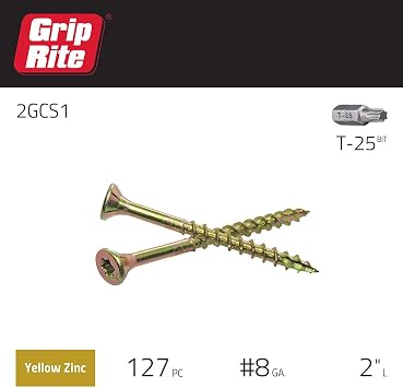 PRIMESOURCE 2GCS1 1LB 8X2 CONST Screw, 8 by 2, Gold