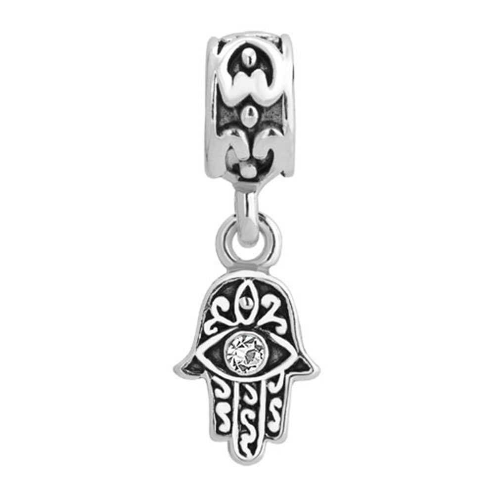 Hamsa Hand Blue Evil Eye Spacer Charms 12 Colors Cystal Dangle Beads Fit Pandora Bracelets-image-6