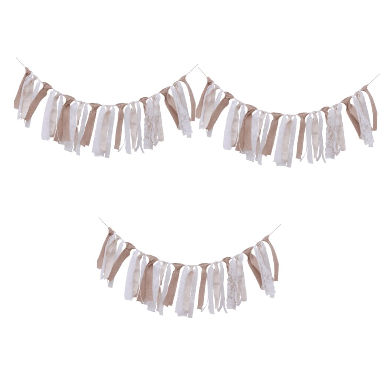 Ciieeo Lot De 3 Guirlandes De Fanions En Tissu Pour Mariage Anniversaire Décoration Rustique Et Chic