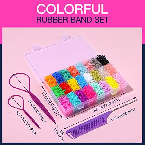 Elastic Hair Bands 24 Colors, Ygdz 1500 Pcs Mini Hair Rubber Bands With Organizer Box, Soft Small Girl Hair Ties, Colorful Baby Rubber Bands Set With Hair Tail Tools, Rat Tail Comb For Kid Toddlers #TOP1