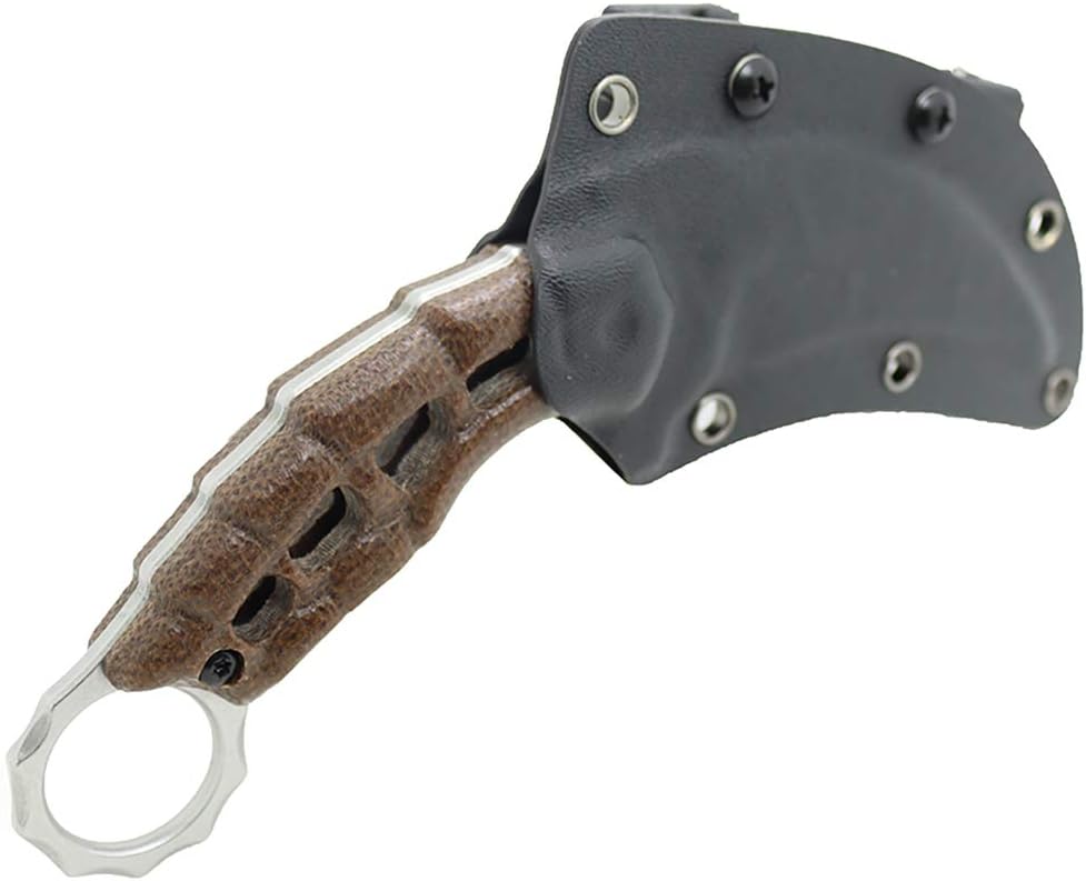 MASALONG Saucerman KNI185 Claw Knife Hollow Handle with kydex Sheath (Stone wash)