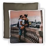DETAILS: Leinenähnliche Oberfläche aus Polyester, 40 x 40 cm, Vorderseite: Dein Foto, Rückseite: Farbig, inkl. Füllung.