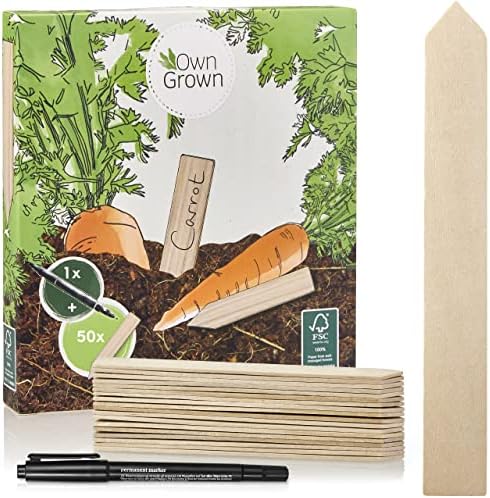 Plant Markers: 50 Wooden Plant Name Tags and Marker Pen – Plant Labels Wooden, Plant Tags, Seedling Labels – Gardening Name Tags, Garden Sign OwnGrown