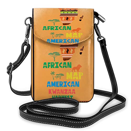 Preisvergleich Produktbild Einzigartige Landschaft Afrikanische Karte Amerikanische Kwanzaa Ernte einstellbar Sehr praktisch, schöne und Elegante, glänzende Augen Kleine Handy-Geldbörse 4,9 x 7,6 Zoll