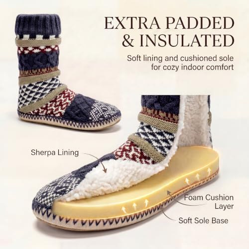 Image of cosyone1997 Slipper Socks for Women Warm Fuzzy Non Slip Soft Sole | Sherpa lining, padded sole, stretchy cuff and gripper dots for bedroom or lounging; gift-ready box, machine washable