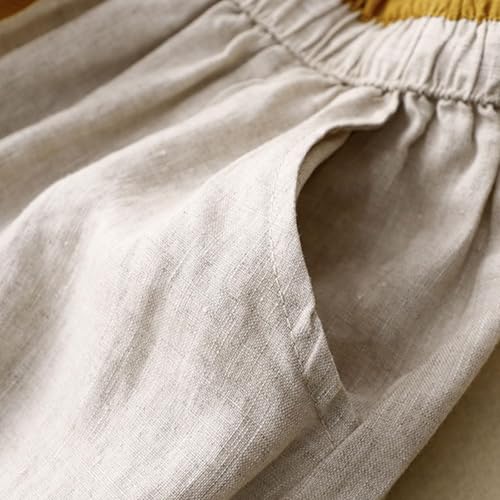 Womens Linen Cotton Skirts Drawstring Elastic Waist Comfy Loose Boho Skirts Linen Skirts for Women 7