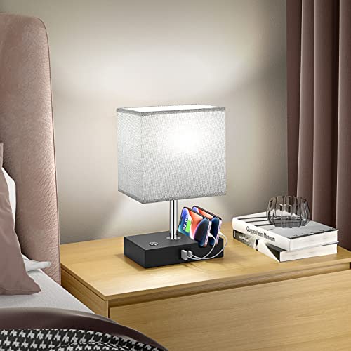 Aooshine Touch Lamp With Usb C+A Charging Ports-Table Lamp For Bedroom With 3 Levels Brightness(Low/Medium/Hight), 3 Way Dimmable Bedside Nightstand Lamp With 2 Phone Slots (Include Bulb) #TOP7