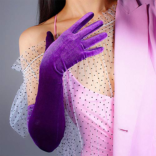 image for DooWay 23-inch Long Velvet Gloves Opera 60cm Long Stretchy Touchscreen