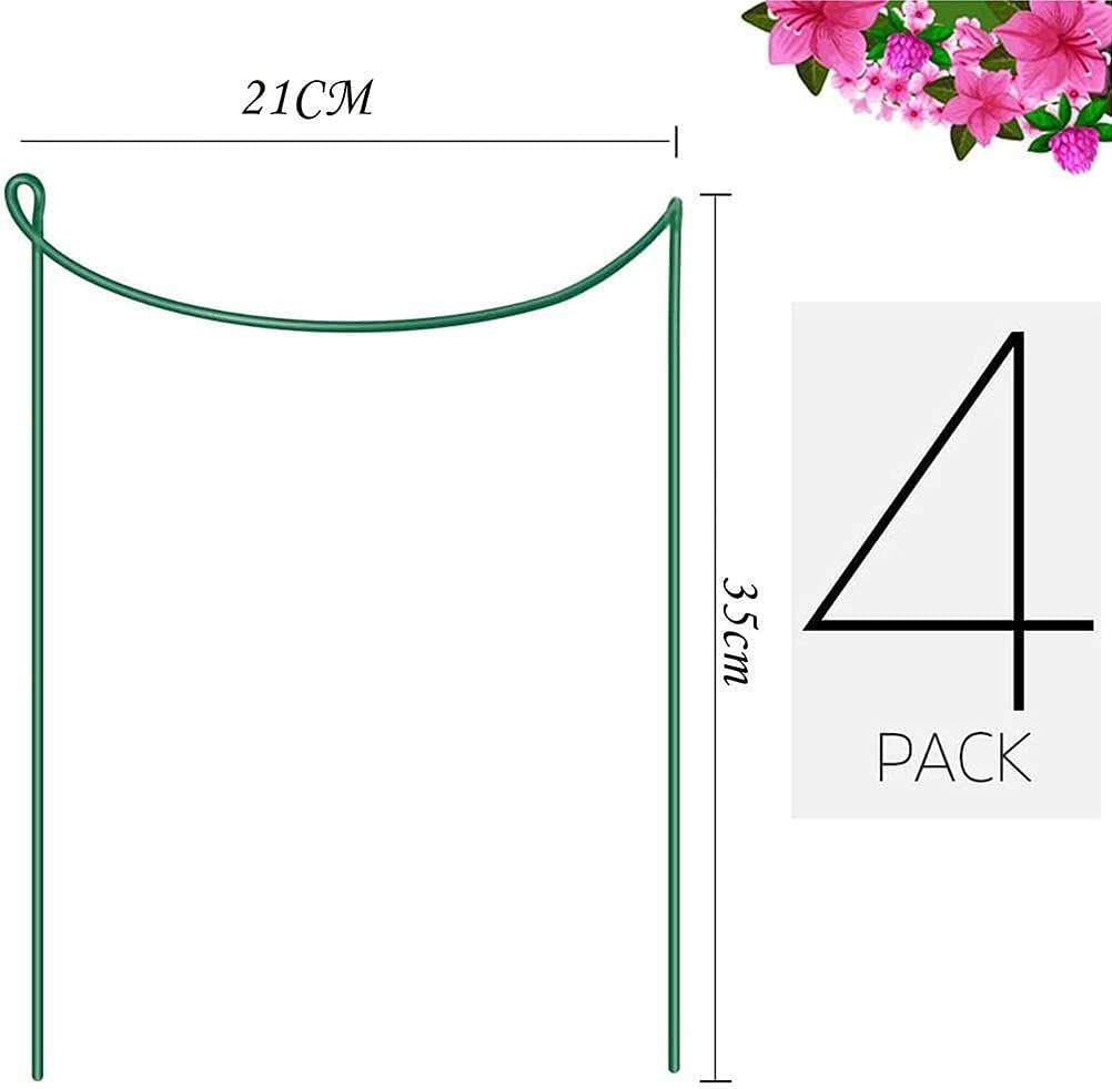 Metal Half Circle Garden Plant Support Stick with Locking Mechanism - Peony Cage for Tomatoes, Hydrangeas, Indoor and Outdoor Plants - Green Plant Support (A),