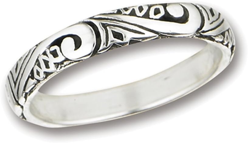 Swirl Scroll Wedding Thumb Ring .925 Sterling Silver Stackable Band Sizes 6-9