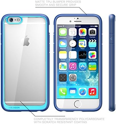 iPhone 6s Case, Scratch Resistant i-Blason Clear Halo Series Also Fit Apple iPhone 6 Case 6s 4.7 Inch Hybrid Bumper Case Cover (Clear/Navy)
