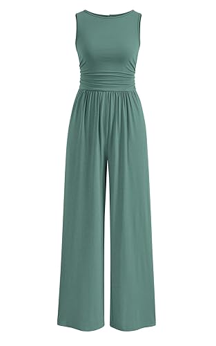 PRETTYGARDEN One Piece Jumpsuits for Women Dressy Casual Sleeveless Crewneck