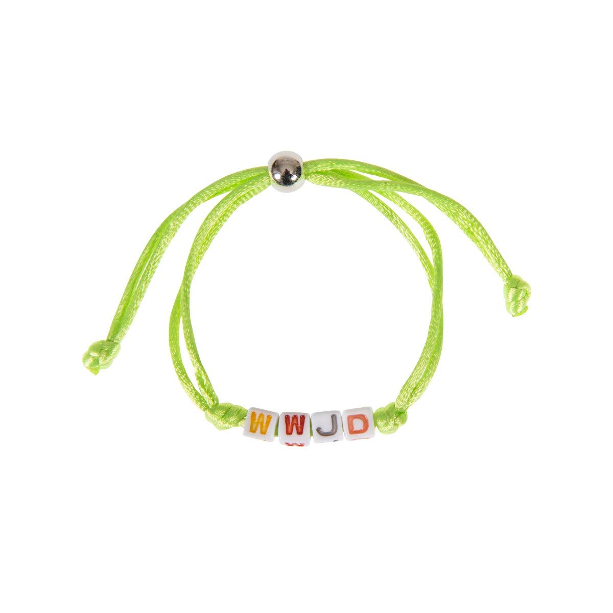 WWJD Armband Mit Würfelbuchstaben – Grünes Textilarmband, Verstellbar, Christliches Statement