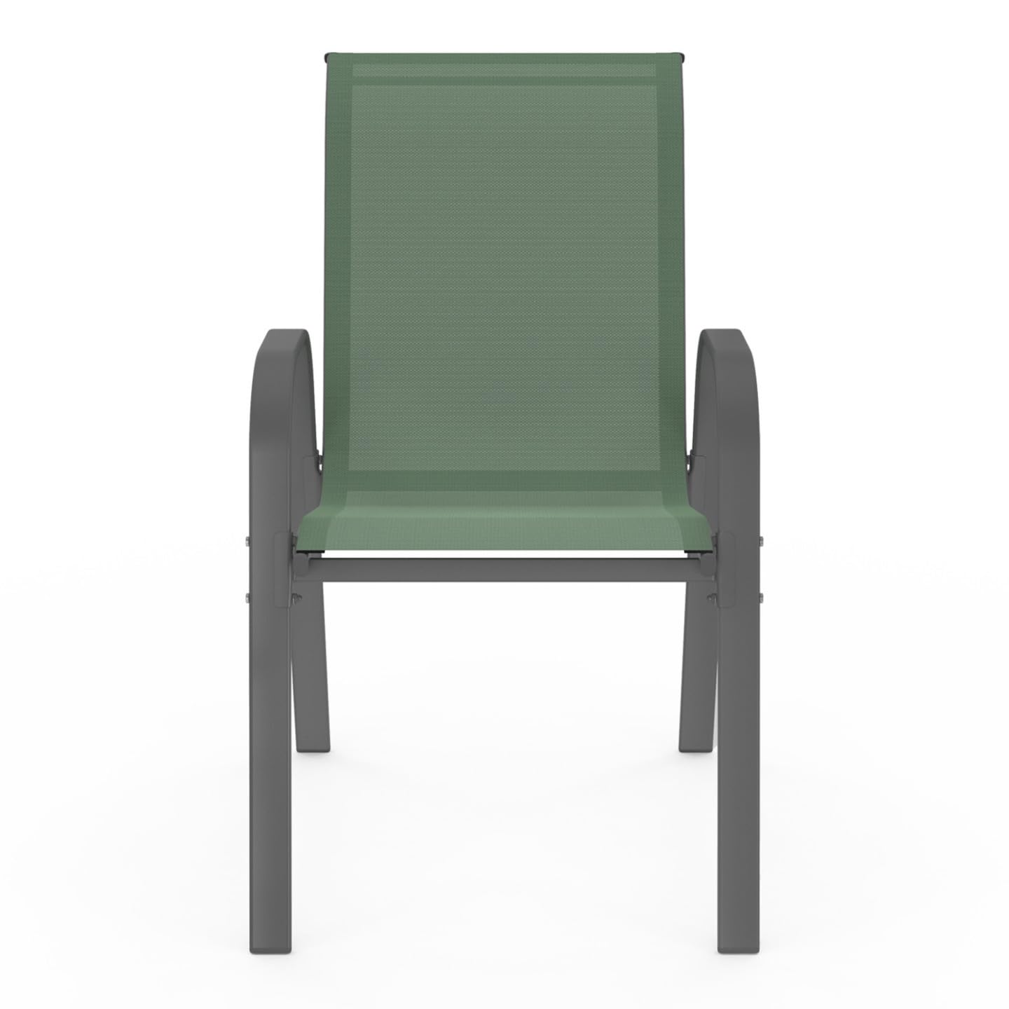 IDMarket - Lot de 6 chaises de Jardin LYMA métal et textilène empilables Vert Olive et Gris