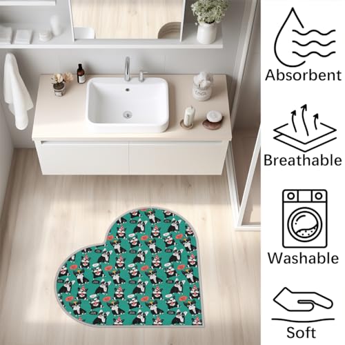 Niedliche Französische Bulldogge Liebe Langhaar Verdickte Boden Fußmatte Teppiche 80 cm Hund Bulldogge Bereich Teppich für Wohnzimmer Küche Schlafzimmer Waschbar rutschfest Bodenmatte Teppich