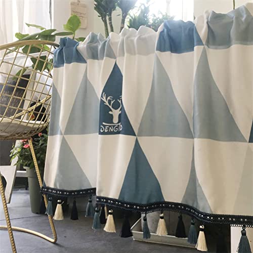 Rideaux de cuisine de la poche à tringle occultant partiel bleu pour petite fenêtre