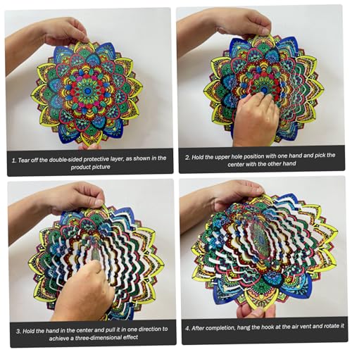 Hilanderos de viento al aire libre con reflejo 3D y estructura de mandala resistente 4