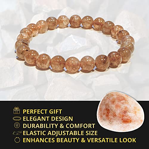 Image of ANAYA AGATE Healing Crystal Bracelet for Women and Men - 8mm Round Beaded Bracelet for Men and Women - Unisex Stretchy Gemstone Bracelet for Healing and Protection