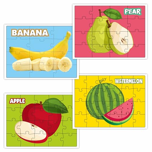 Image of Ankit Toys & Games Fix 'n' Learn Fruits Jigsaw Puzzle for Kids | Educational and Learning Toy for Kids Age 3 and Above | Boost Memory Skills | 72 Pieces Fruits Puzzles (Set of 4 Puzzles in a Box)