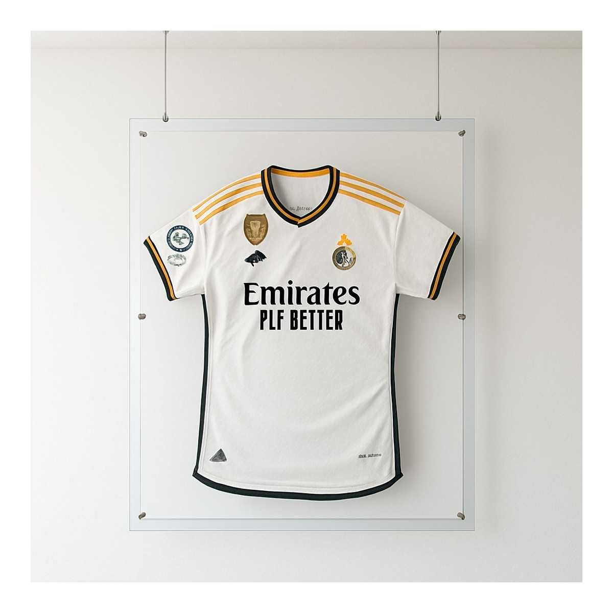 Genérico Estudio Plast Marco Premium para Camisetas Deportivas – Expositor Acrílico Cristal 3 mm con Suspensión en Cables de Acero (Marco Completo 10 mm)