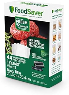 FoodSaver Vacuum Sealer Bags for Airtight Food Storage and Sous Vide, 1 Quart Precut Bags (44 Count)