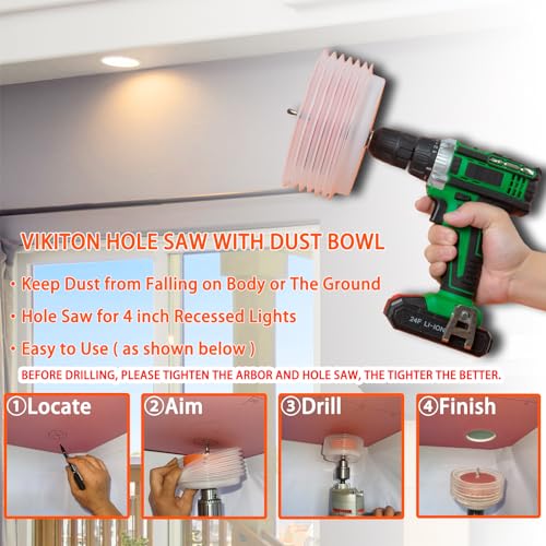 Image of 4.25 Hole Saw for Recessed Lights Can Lights, 4-1 /4 Inch Hole Cutter with Dust Bowl Catcher for Led Recessed Lighting 4 Inch and Wood Metal Drywall, Bi-Metal Construction