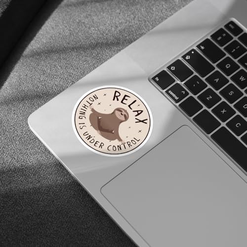 Image of 3 Pcs Relax Nothing is Under Control Sticker Chilling Sloth Yoga Stickers, Funny Sarcastic Adults Decal Inspirational Quote - Vinyl Sticker 3 Inches for Water Bottles Laptop Phone Car Helmet Hard Hat