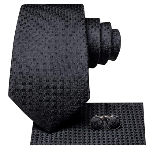 Image of Dubulle Mens Paisley Floral Silk Tie for Men Striped Necktie and Pocket Square Cufflinks Set Wedding Business
