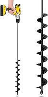 Vista 10 de Broca de taladro para plantar de 4 x 42 cm, broca en espiral de jardín, broca pesada para bulbos, excavadora de agujeros de poste para taladro