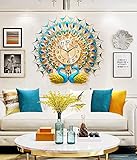 AYCDL Orologio da parete arte moderna orologio da parete grande in metallo pavone orologio da parete per soggiorno decorazione movimento silenzioso orologio camera da letto decorazione da parete